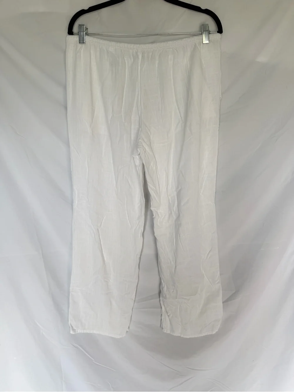 H&M White Drawstring Linen-Blend Pants
